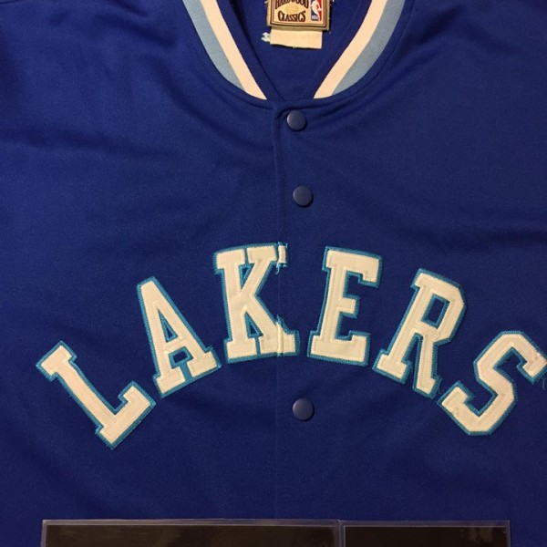 2012 NBA Hardwood Classic Majestic Lakers Baseball Jersey Blue 