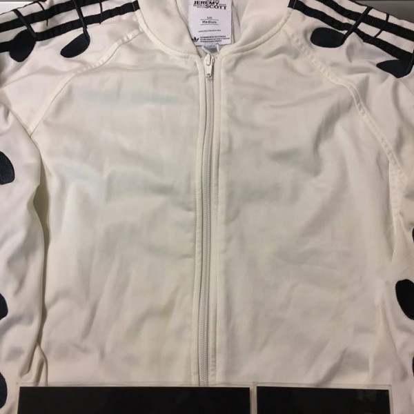 2017 Adidas Originals Jeremy Scott Music Note Track Top Varsity Jacket White 