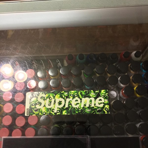 2018 Sup Vans Skull Pile Box Logo Sticker Damaged