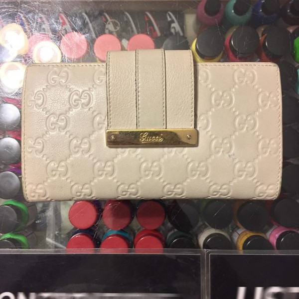 2014 Gucci Guccissima Leather Long Continental Flap Wallet Ivory