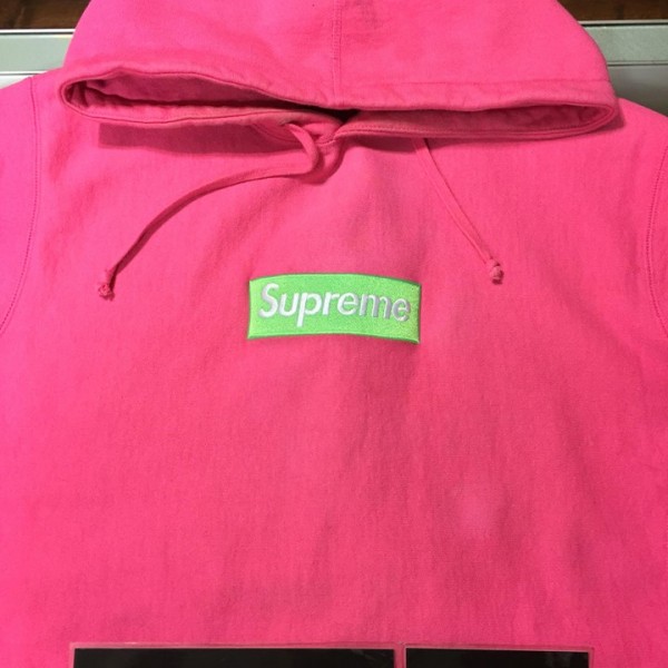 2017 Sup Box Logo Hooded Sweatshirt Magenta