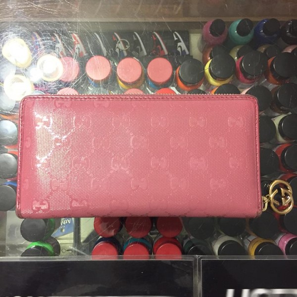 2013 Gucci GG Imprime Long Zip Wallet Pink