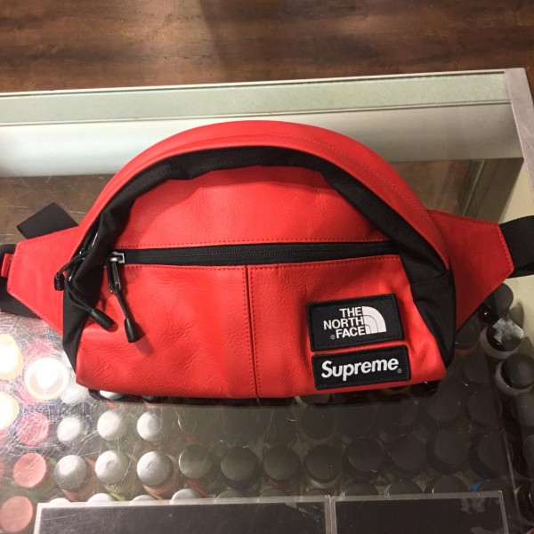 2017 Sup x The North Face Leather Waistbag Red
