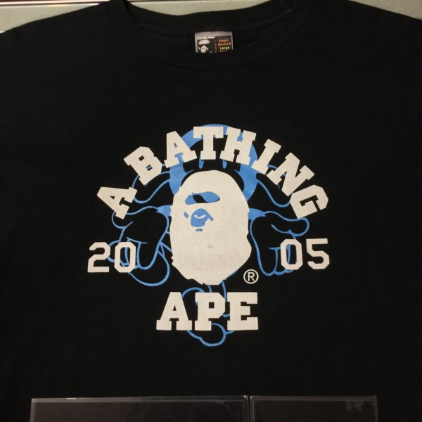 2005 Bape College Blue Milo Long Sleeve Tee Black