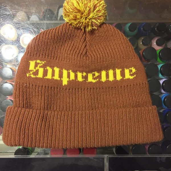 2016 Old English Gothic Beanie Brown