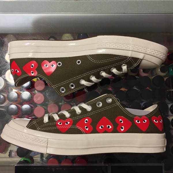 2018 Converse Comme des Garcons CDG Multiple Hearts Low Olive 