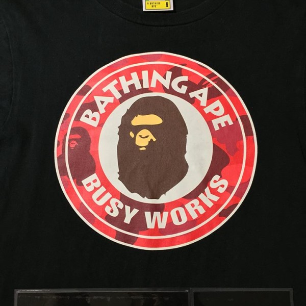 2016 Bape Circle Busy Works Red Camo Long Sleeve Tee Black