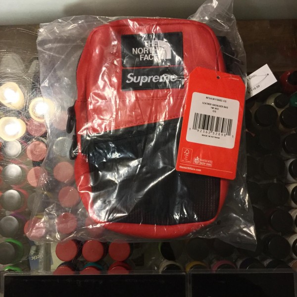 2018 Sup The North Face Leather Shoulder Bag Red