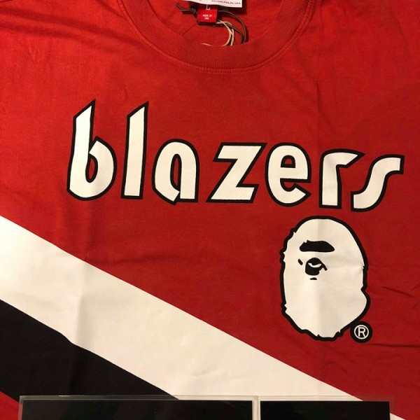 2018 Bape x Mitchell & Ness Blazers Tee Red