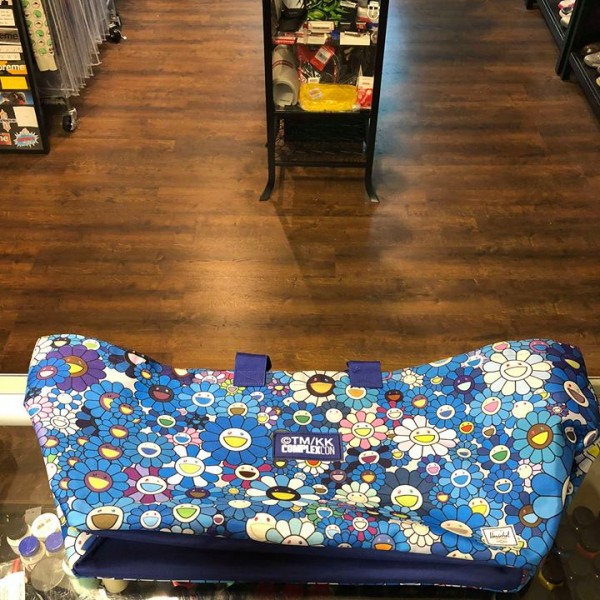 2018 Takashi Murakami Complex Con Herschel Flower Tote Shopping Bag Blue