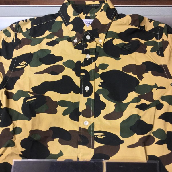 2018 Bape 1ST Camo Button Down Shirt Yellow Camo
