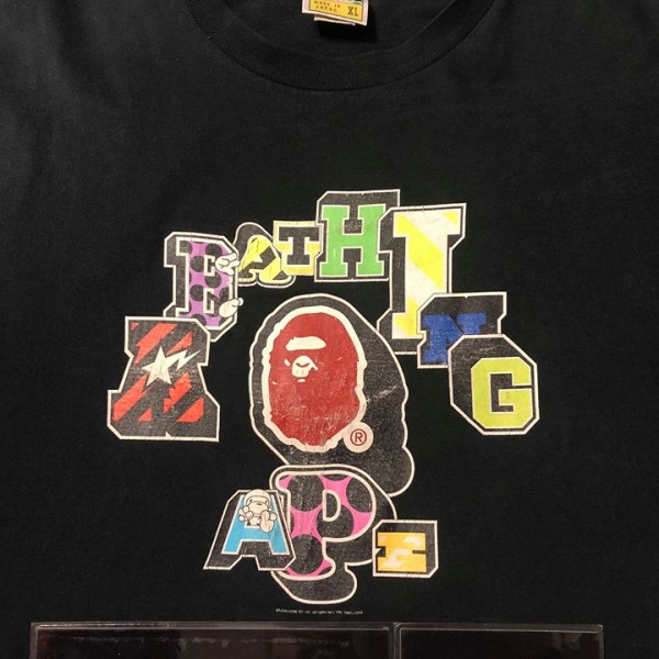 2008 Bape A Bathing Ape Abstract College Tee Black