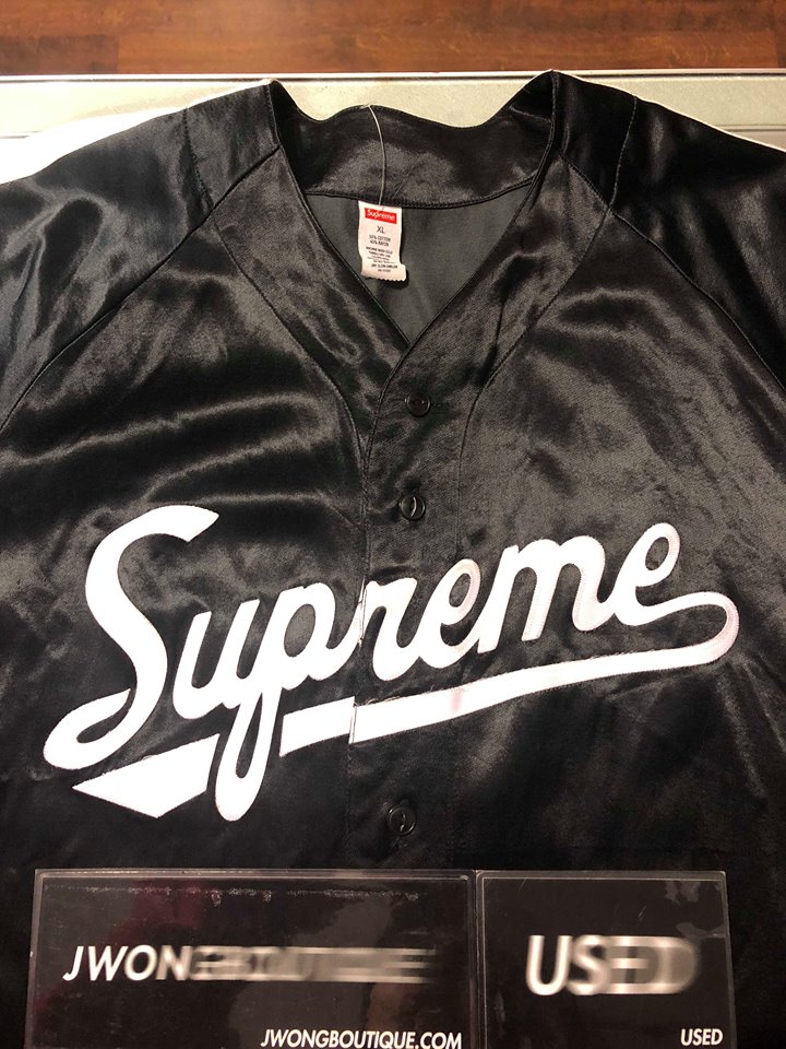 Supreme 2017 Satin Baseball Jersey - Black T-Shirts, Clothing - WSPME24875