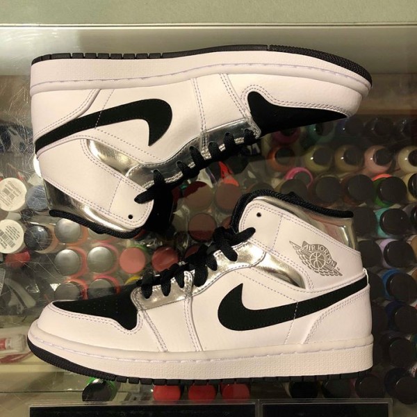 2018 Nike Air Jordan I Mid Alternate Think 16 White Silver