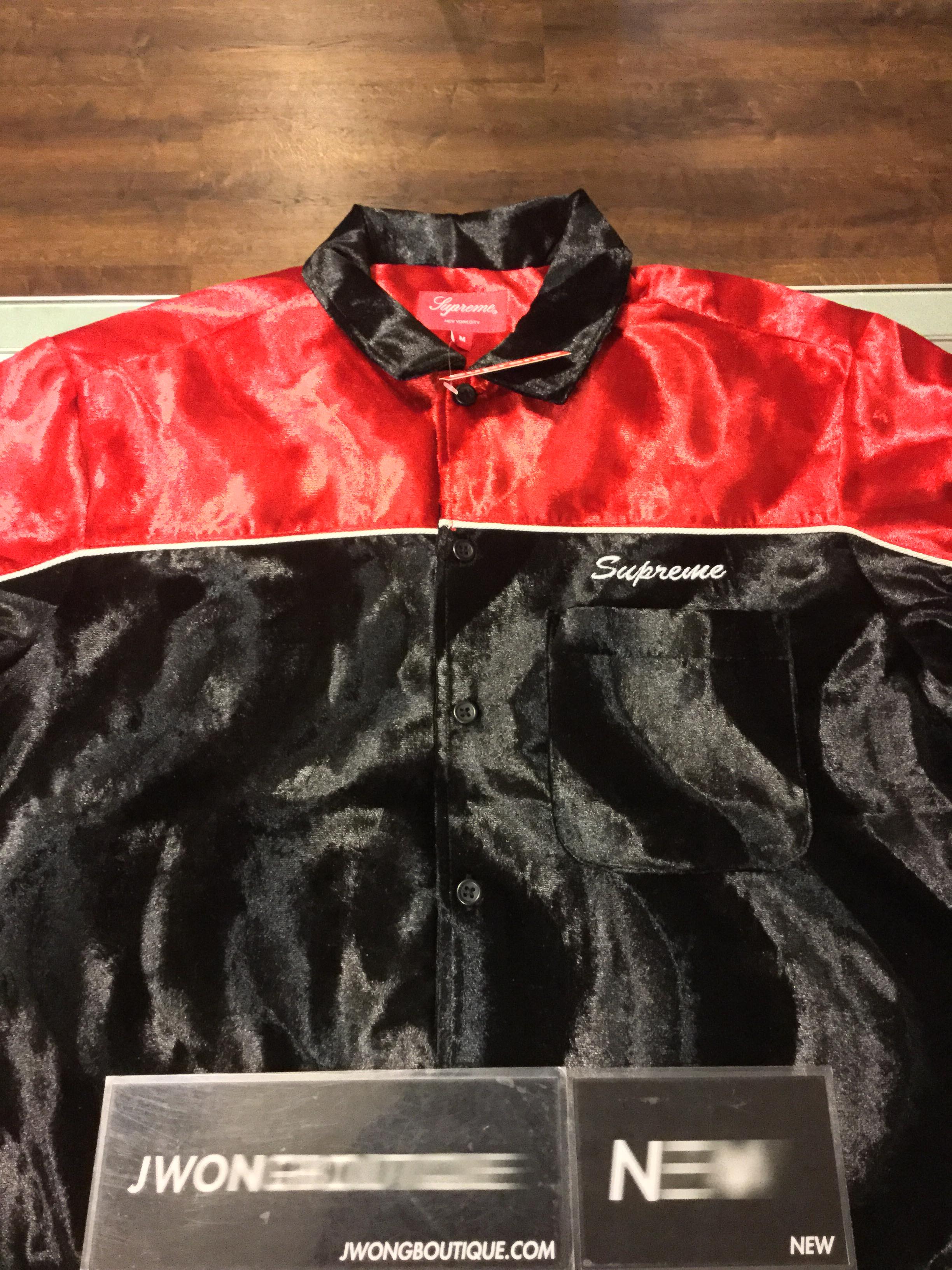 supreme velvet swirl work shirt