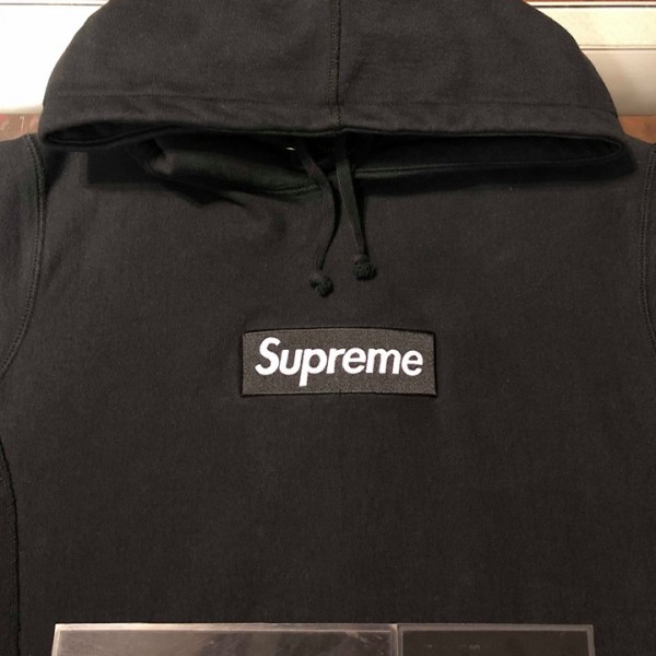 2016 Sup Box Logo Hooded Sweatshirt Black