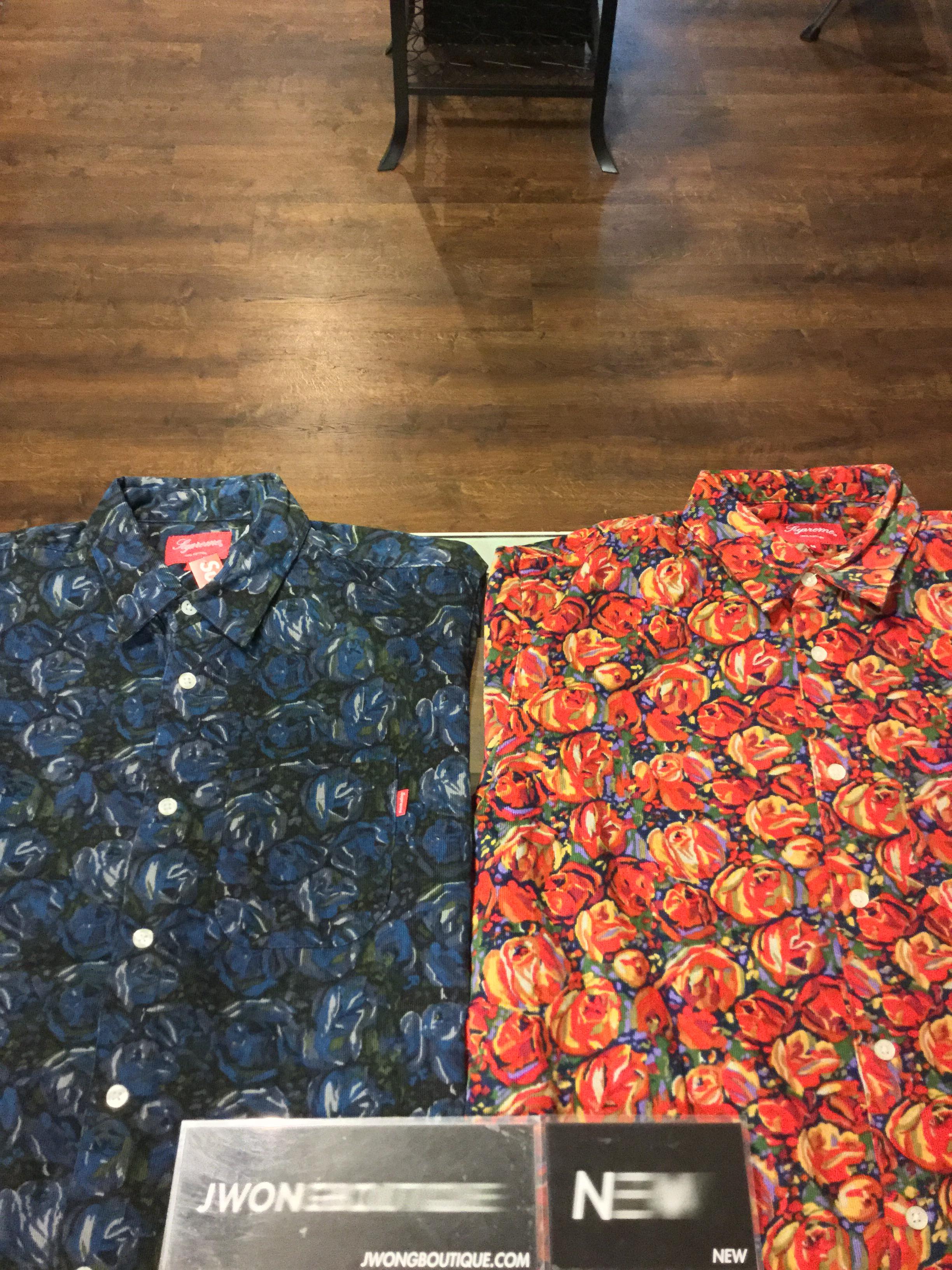 supreme roses corduroy shirt