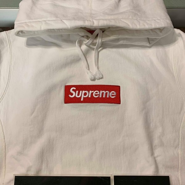 2016 Sup Box Logo Hooded Sweatshirt White