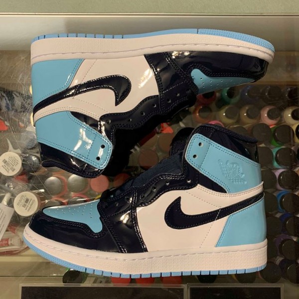 2019 Nike Air Jordan I Blue Chill UNC Patent Youth