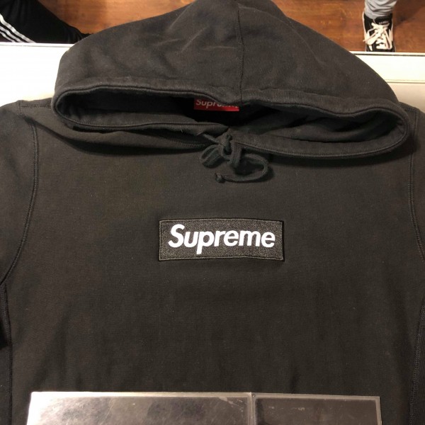 2016 Sup Box Logo Hooded Sweatshirt Black