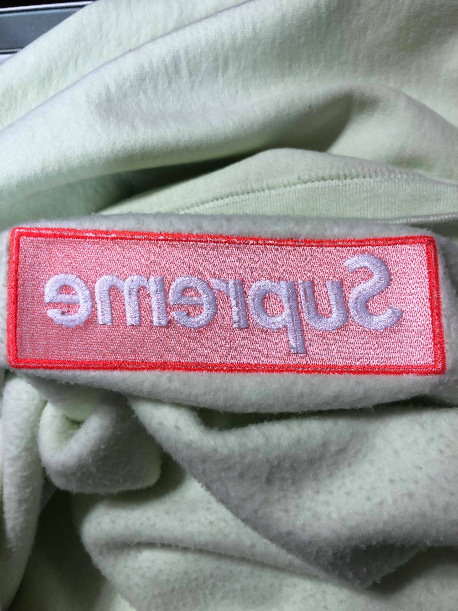 2017 Sup Box Logo Hooded Sweatshirt Pale Lime - Image 8