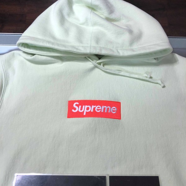 2017 Sup Box Logo Hooded Sweatshirt Pale Lime