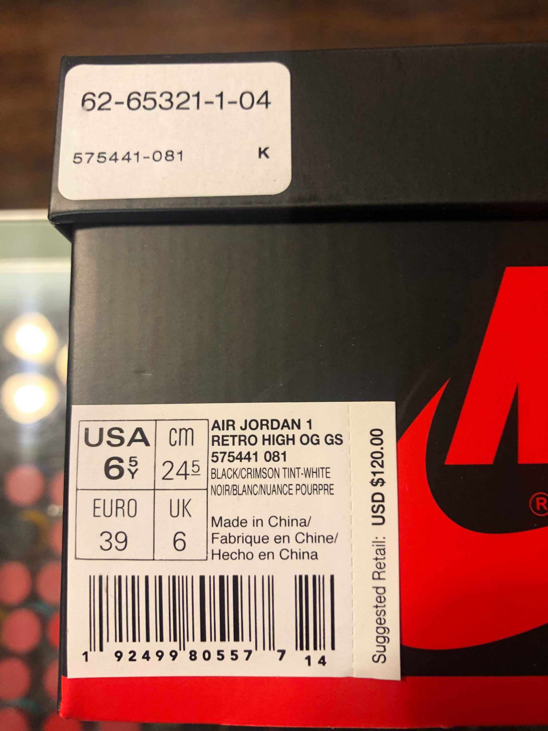 2019 Nike Air Jordan I Black Crimson Tint Youth - Image 14