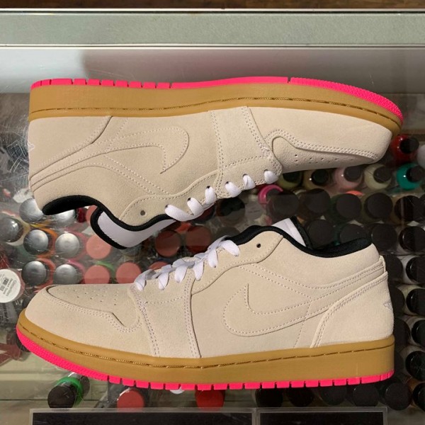 2019 Nike Air Jordan I Low White Gum Hyper Pink Men 