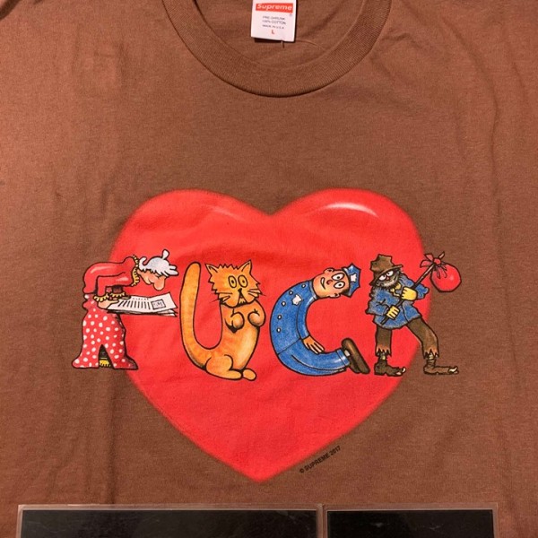 2017 Sup Fuck Love Heart Tee Brown