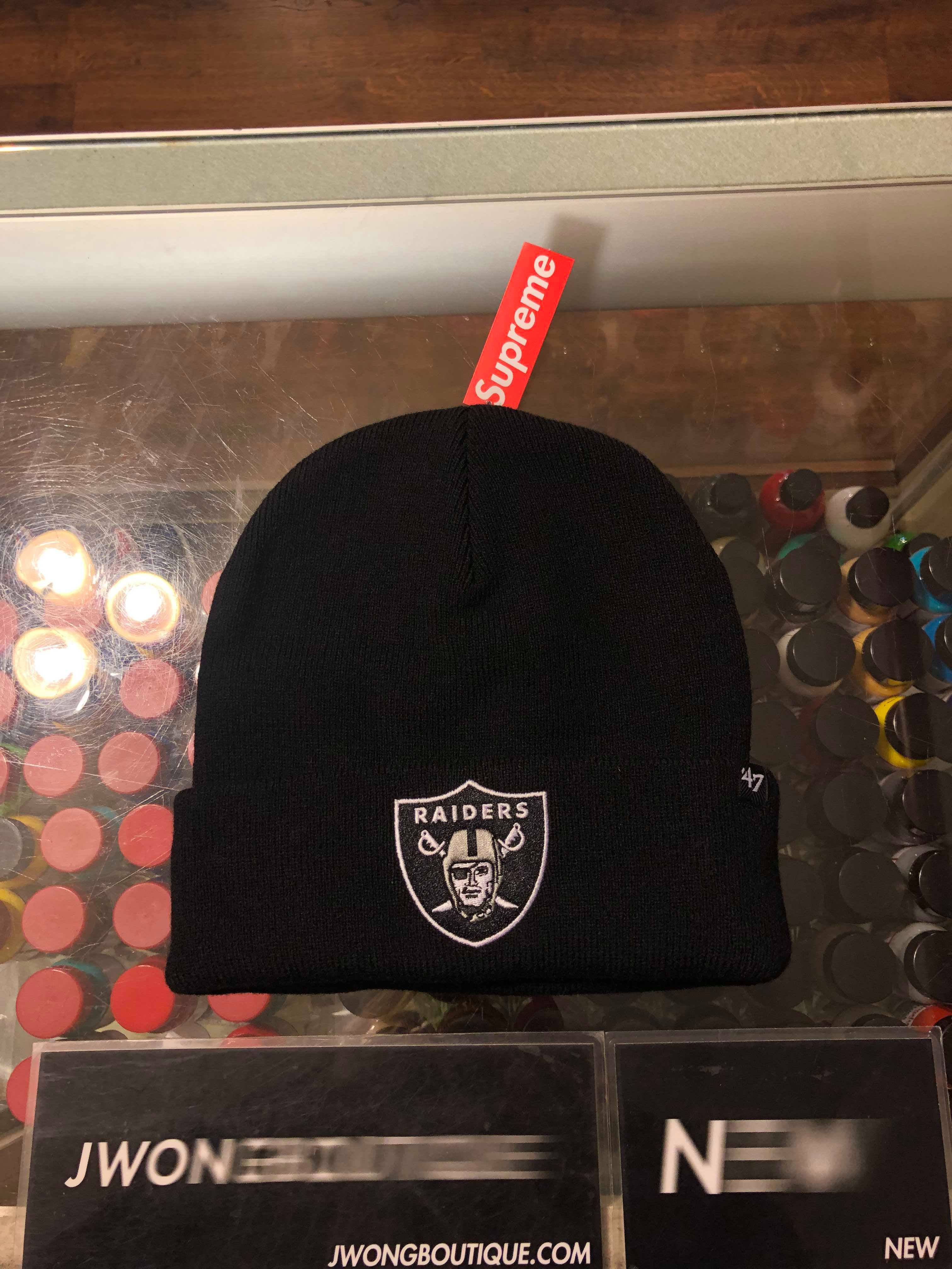 supreme x raiders beanie