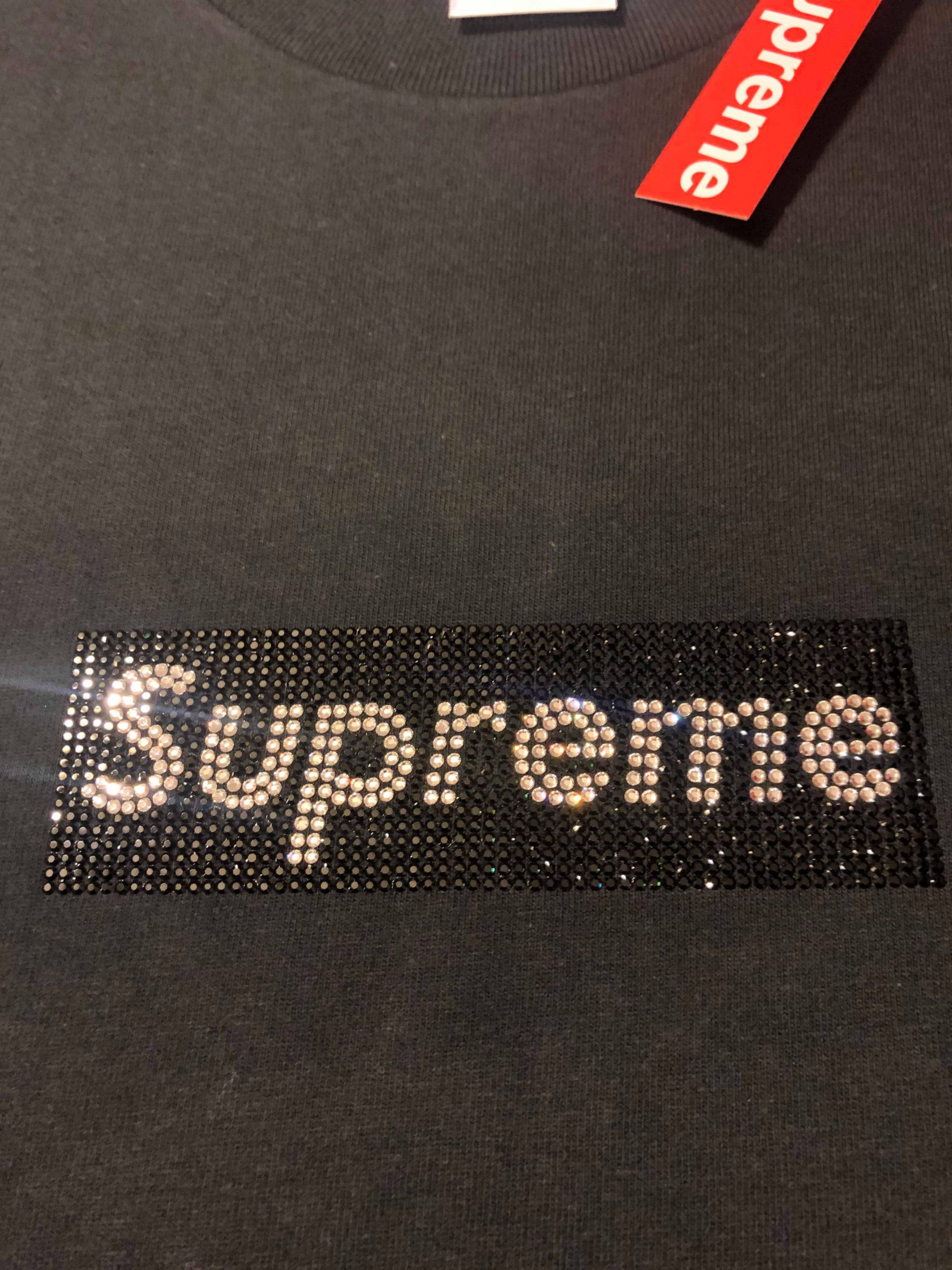 2019 Sup Swarovski Box Logo Tee Black - Image 4