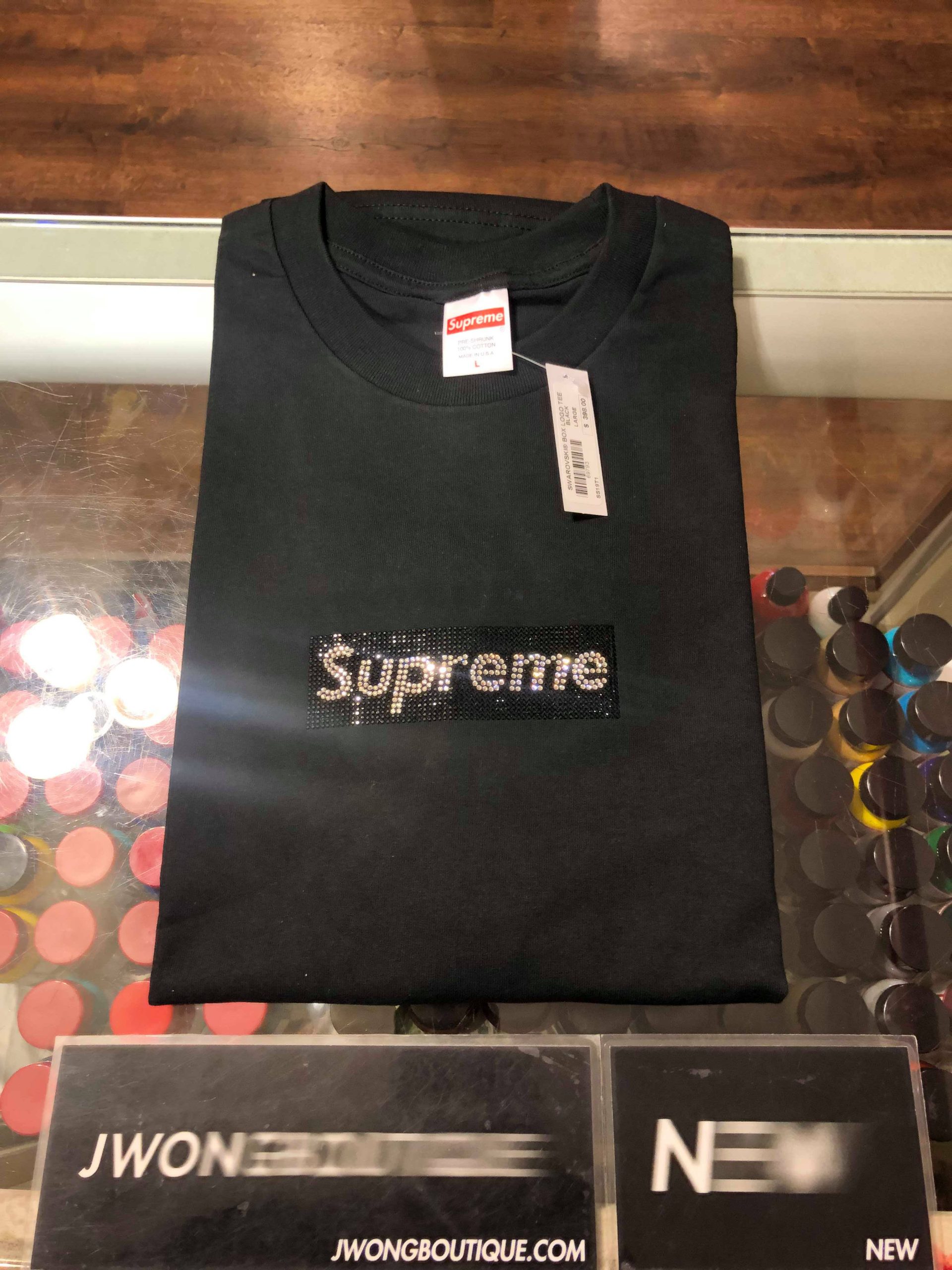 2019 Sup Swarovski Box Logo Tee Black - Image 3