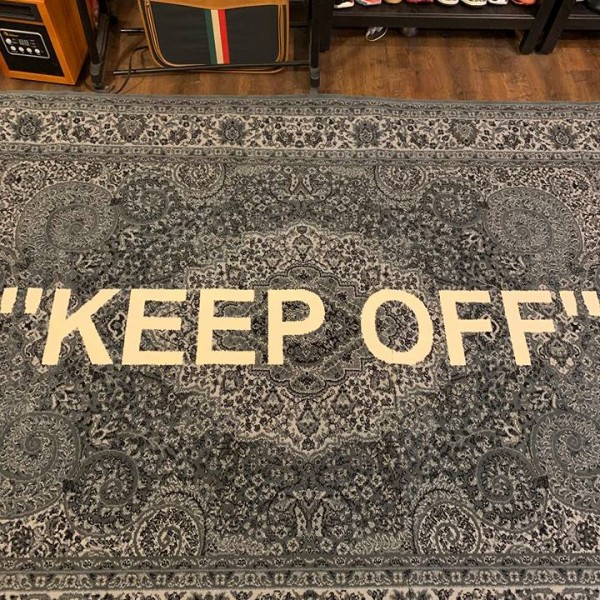 2019 Ikea Off White "Keep Off" Rug Black White 