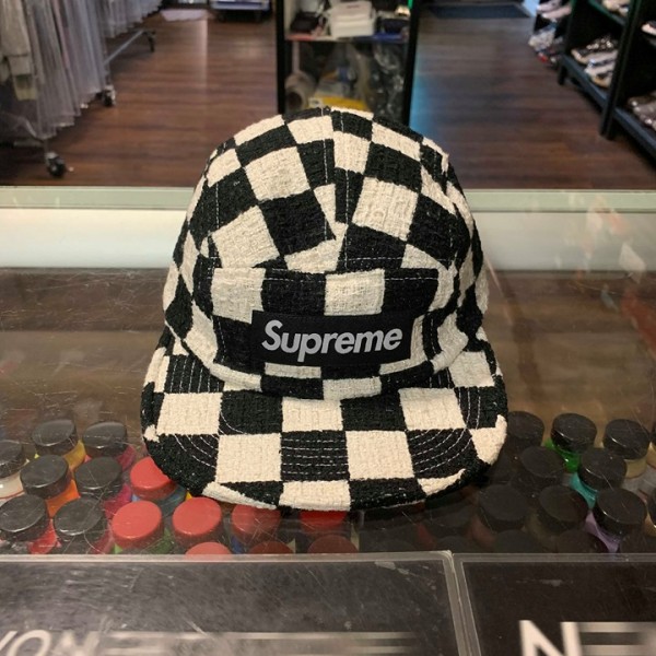2019 Sup Checkerboard Boucle Camp Cap Black