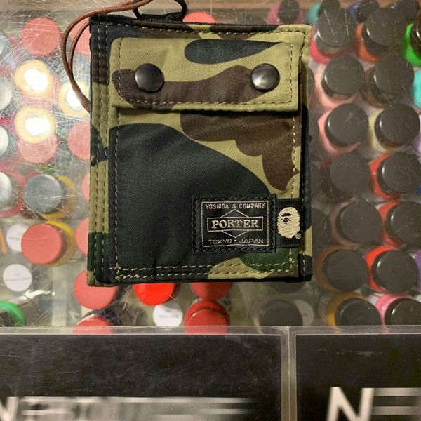 2018 A Bathing Ape Bape Porter Wallet Green Camo