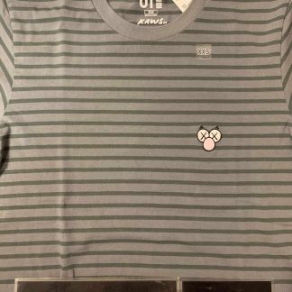 2019 Uniqlo Kaws BFF Striped Tee Dark Grey