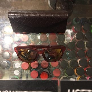 2017 Gucci Sunglasses Red Rubber Mirrored Lens Red