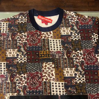 2019 Sup Patchwork Paisley S/S Top Tee Dark Red