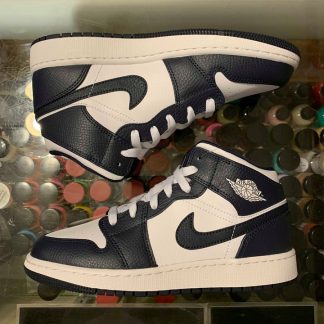 2019 Nike Air Jordan I Mid White Metallic Gold Obsidian Youth