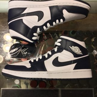 2019 Nike Air Jordan I Mid White Metallic Gold Obsidian Men