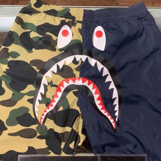 2019 A Bathing Ape Bape Shark 1ST Shorts Green Camo Navy