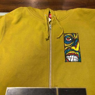 2019 Sup Disturbed Zip Up Hooded Sweatshirt Dark Mustard