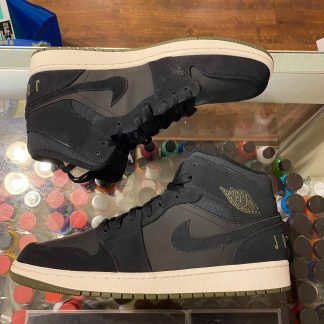 2018 Nike Air Jordan I Mid Black Olive Canvas