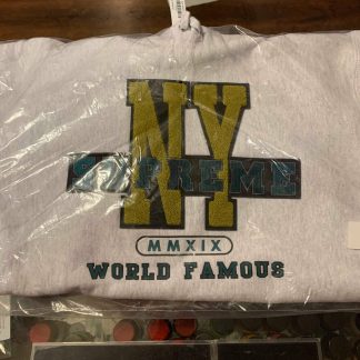 2019 Sup NY Hooded Sweatshirt Ash Grey Packaged