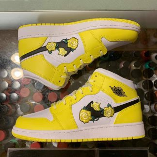 2020 Nike Air Jordan I Mid Dynamic Yellow Floral Youth