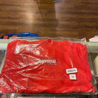 2019 Sup Bandana Box Logo Hooded Sweatshirt Red Packaged