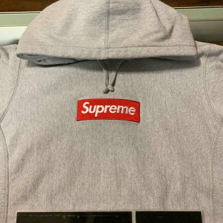 2016 Sup Box Logo Hooded Sweatshirt Heather Grey