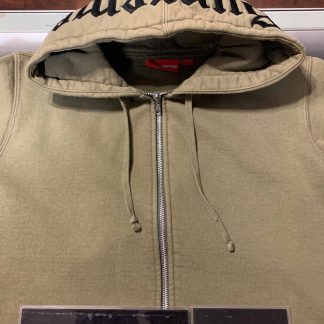 2016 Sup Old English Hood Logo Zip Up Olive
