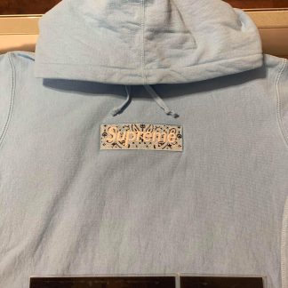 2019 Sup Bandana Box Logo Hooded Sweatshirt Light Blue