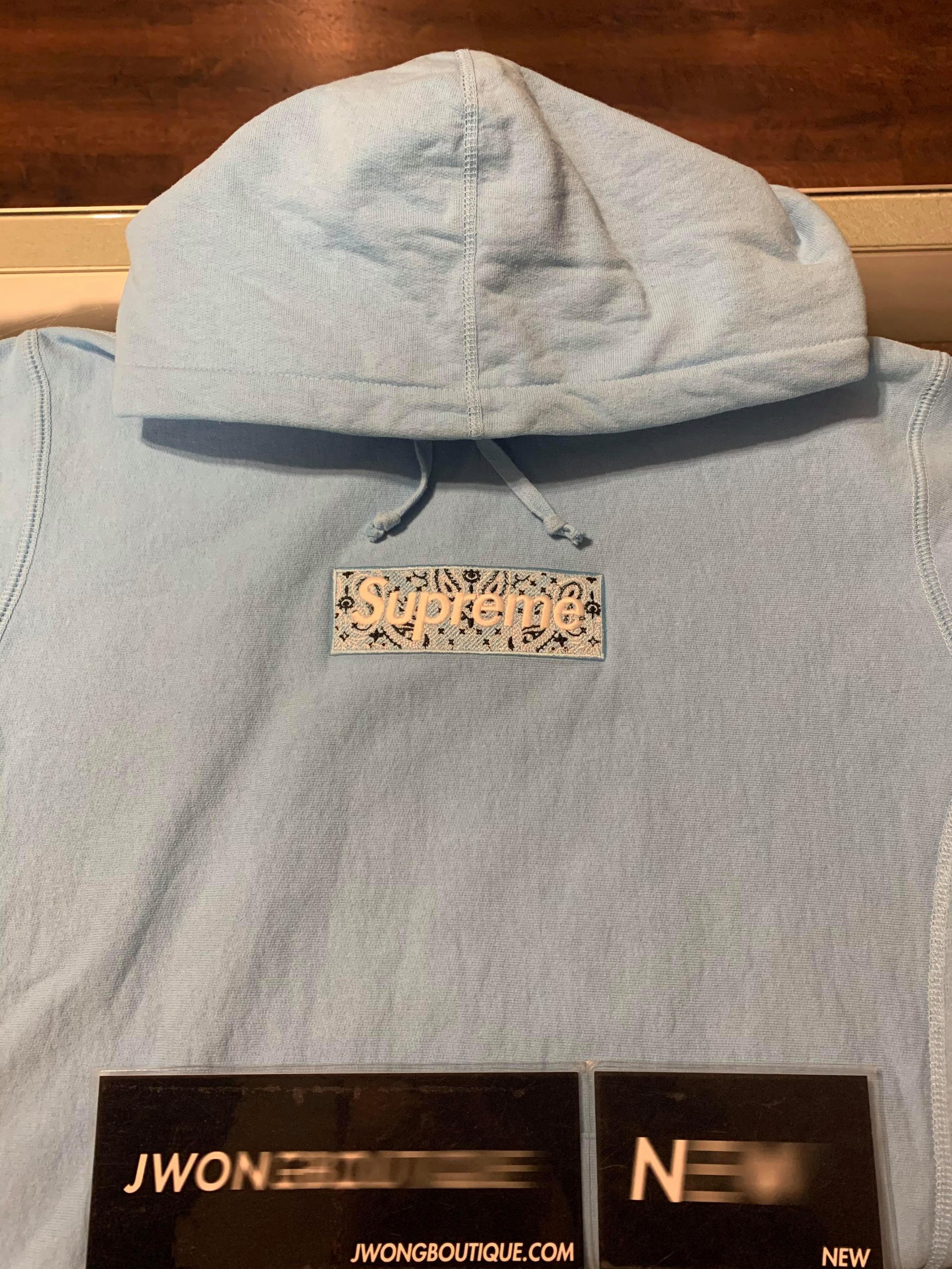 2019 Supreme Bandana Box Logo Hooded Sweatshirt Light Blue | Jwong Boutique